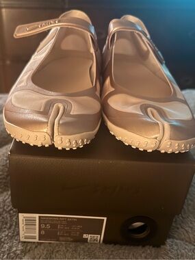 Nike Rift Satin Mary-Jane Flats in Light Taupe